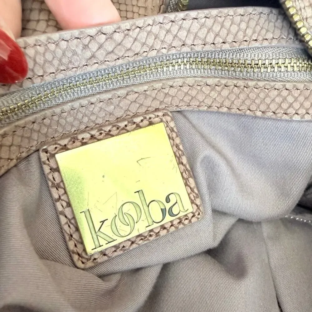 KOOBA Blush‎ Python Embossed Leather Shoulder Bag Gold Hardware Y2K